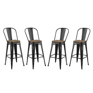 ModwayModway Promenade Bar Stool Metal Set of 4 EEI-3951 EEI-3951-BLK- BetterPatio.com