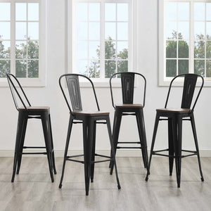 ModwayModway Promenade Bar Stool Metal Set of 4 EEI-3951 EEI-3951-BLK- BetterPatio.com