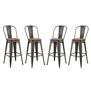 ModwayModway Promenade Bar Stool Metal Set of 4 EEI-3951 EEI-3951-BRN- BetterPatio.com