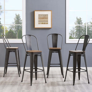 ModwayModway Promenade Bar Stool Metal Set of 4 EEI-3951 EEI-3951-BRN- BetterPatio.com