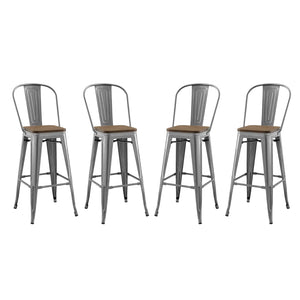 ModwayModway Promenade Bar Stool Metal Set of 4 EEI-3951 EEI-3951-GME- BetterPatio.com