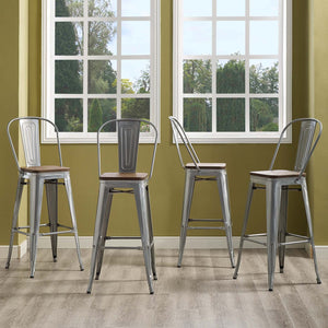 ModwayModway Promenade Bar Stool Metal Set of 4 EEI-3951 EEI-3951-GME- BetterPatio.com