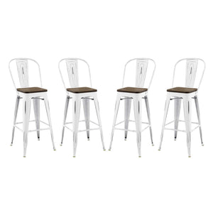 ModwayModway Promenade Bar Stool Metal Set of 4 EEI-3951 EEI-3951-WHI- BetterPatio.com