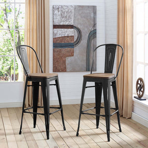 ModwayModway Promenade Bar Stool Set of 2 EEI-3896 EEI-3896-BLK-SET- BetterPatio.com