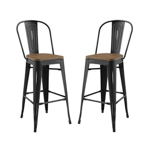 ModwayModway Promenade Bar Stool Set of 2 EEI-3896 EEI-3896-BLK-SET- BetterPatio.com