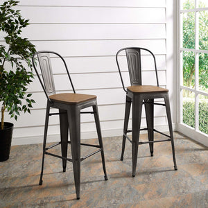 ModwayModway Promenade Bar Stool Set of 2 EEI-3896 EEI-3896-BRN-SET- BetterPatio.com