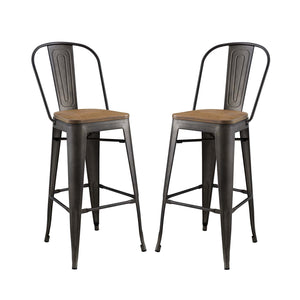 ModwayModway Promenade Bar Stool Set of 2 EEI-3896 EEI-3896-BRN-SET- BetterPatio.com