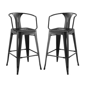 ModwayModway Promenade Bar Stool Set of 2 EEI-3952 EEI-3952-BLK- BetterPatio.com