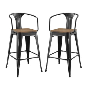 ModwayModway Promenade Bar Stool Set of 2 EEI-3954 EEI-3954-BLK- BetterPatio.com