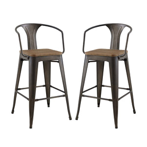 ModwayModway Promenade Bar Stool Set of 2 EEI-3954 EEI-3954-BRN- BetterPatio.com