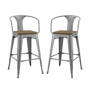 ModwayModway Promenade Bar Stool Set of 2 EEI-3954 EEI-3954-GME- BetterPatio.com