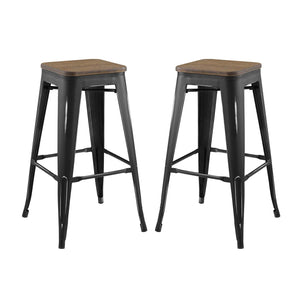 ModwayModway Promenade Bar Stool Set of 2 EEI-3956 EEI-3956-BLK- BetterPatio.com