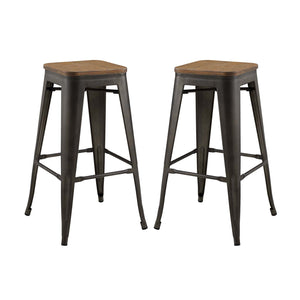 ModwayModway Promenade Bar Stool Set of 2 EEI-3956 EEI-3956-BRN- BetterPatio.com