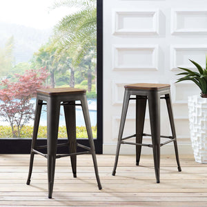 ModwayModway Promenade Bar Stool Set of 2 EEI-3956 EEI-3956-BRN- BetterPatio.com