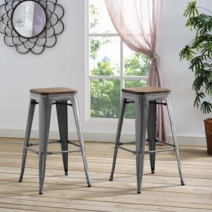 ModwayModway Promenade Bar Stool Set of 2 EEI-3956 EEI-3956-GME- BetterPatio.com