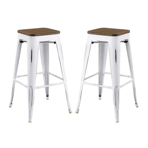 ModwayModway Promenade Bar Stool Set of 2 EEI-3956 EEI-3956-WHI- BetterPatio.com