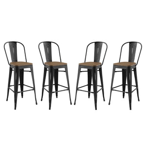 ModwayModway Promenade Bar Stool Set of 4 EEI-3897 EEI-3897-BLK- BetterPatio.com