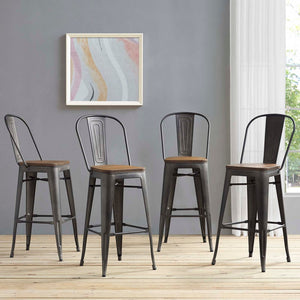 ModwayModway Promenade Bar Stool Set of 4 EEI-3897 EEI-3897-BRN- BetterPatio.com