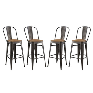 ModwayModway Promenade Bar Stool Set of 4 EEI-3897 EEI-3897-BRN- BetterPatio.com