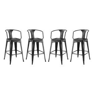 ModwayModway Promenade Bar Stool Set of 4 EEI-3953 EEI-3953-BLK- BetterPatio.com