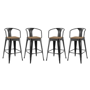 ModwayModway Promenade Bar Stool Set of 4 EEI-3955 EEI-3955-BLK- BetterPatio.com