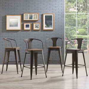 ModwayModway Promenade Bar Stool Set of 4 EEI-3955 EEI-3955-BRN- BetterPatio.com