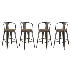 ModwayModway Promenade Bar Stool Set of 4 EEI-3955 EEI-3955-BRN- BetterPatio.com