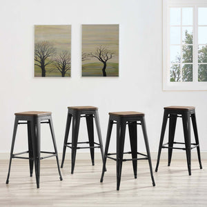 ModwayModway Promenade Bar Stool Set of 4 EEI-3957 EEI-3957-BLK- BetterPatio.com