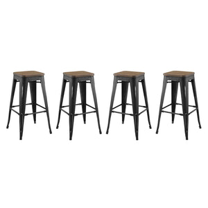 ModwayModway Promenade Bar Stool Set of 4 EEI-3957 EEI-3957-BLK- BetterPatio.com