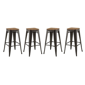 ModwayModway Promenade Bar Stool Set of 4 EEI-3957 EEI-3957-BRN- BetterPatio.com