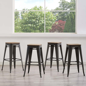 ModwayModway Promenade Bar Stool Set of 4 EEI-3957 EEI-3957-BRN- BetterPatio.com