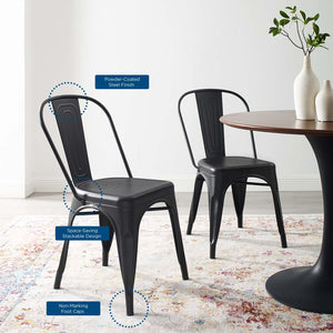 ModwayModway Promenade Bistro Dining Side Chair Set of 2 EEI-3859 EEI-3859-BLK- BetterPatio.com