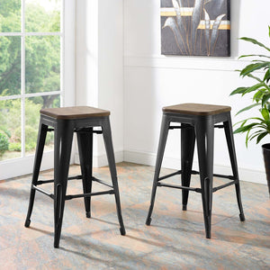 ModwayModway Promenade Counter Stool Set of 2 EEI-3958 EEI-3958-BLK- BetterPatio.com