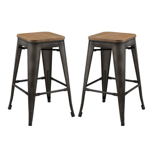 ModwayModway Promenade Counter Stool Set of 2 EEI-3958 EEI-3958-BRN- BetterPatio.com