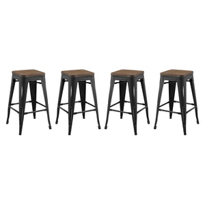 ModwayModway Promenade Counter Stool Set of 4 EEI-3959 EEI-3959-BLK- BetterPatio.com