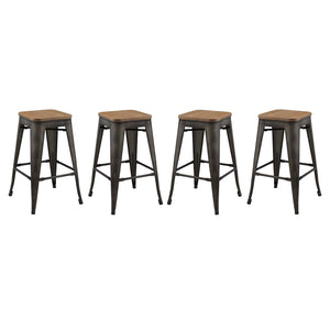 ModwayModway Promenade Counter Stool Set of 4 EEI-3959 EEI-3959-BRN- BetterPatio.com