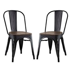 ModwayModway Promenade Dining Side Chair Set of 2 EEI-2751 EEI-2751-BLK-SET- BetterPatio.com