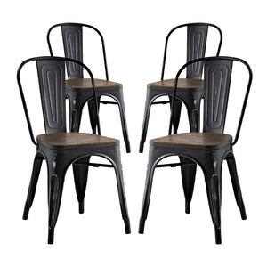 ModwayModway Promenade Dining Side Chair Set of 4 EEI-2752 EEI-2752-BLK-SET- BetterPatio.com