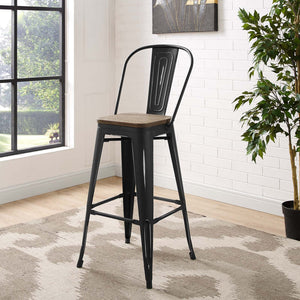 ModwayModway Promenade Metal Bar Stool EEI-2816 EEI-2816-BLK- BetterPatio.com