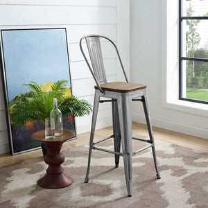 ModwayModway Promenade Metal Bar Stool EEI-2816 EEI-2816-GME- BetterPatio.com