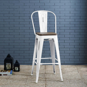 ModwayModway Promenade Metal Bar Stool EEI-2816 EEI-2816-WHI- BetterPatio.com