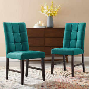 ModwayModway Promulgate Biscuit Tufted Upholstered Fabric Dining Chair Set of 2 EEI-3335 EEI-3335-TEA- BetterPatio.com