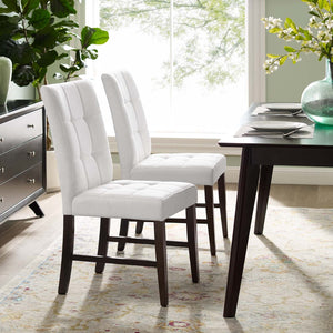 ModwayModway Promulgate Biscuit Tufted Upholstered Fabric Dining Chair Set of 2 EEI-3335 EEI-3335-WHI- BetterPatio.com