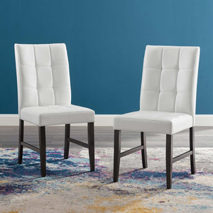 ModwayModway Promulgate Biscuit Tufted Upholstered Faux Leather Dining Side Chair Set of 2 EEI-3336 EEI-3336-WHI- BetterPatio.com