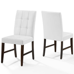 ModwayModway Promulgate Biscuit Tufted Upholstered Faux Leather Dining Side Chair Set of 2 EEI-3336 EEI-3336-WHI- BetterPatio.com