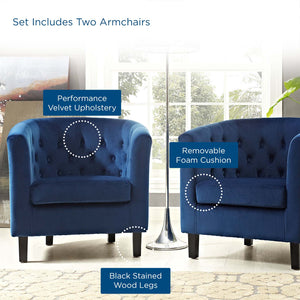 ModwayModway Prospect 2 Piece Performance Velvet Armchair Set EEI-3153 EEI-3153-NAV-SET- BetterPatio.com