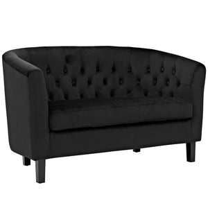 ModwayModway Prospect 2 Piece Performance Velvet Loveseat and Armchair Set EEI-3154 EEI-3154-BLK-SET- BetterPatio.com