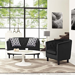 ModwayModway Prospect 2 Piece Performance Velvet Loveseat and Armchair Set EEI-3154 EEI-3154-BLK-SET- BetterPatio.com