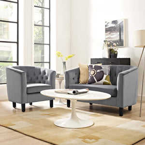 ModwayModway Prospect 2 Piece Performance Velvet Loveseat and Armchair Set EEI-3154 EEI-3154-GRY-SET- BetterPatio.com