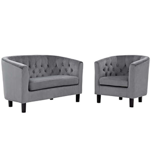 ModwayModway Prospect 2 Piece Performance Velvet Loveseat and Armchair Set EEI-3154 EEI-3154-GRY-SET- BetterPatio.com